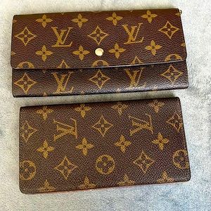LV Monogram Portefeiulle Sarah Long Bifold wallet and 1 check book wallet